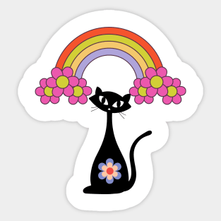 Flower Power Cat Sticker